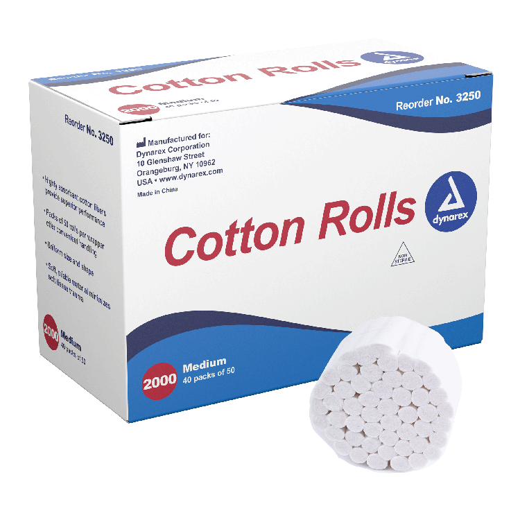 Roll Cotton Dental Roll Dynarex® 3/8 X 1/5 Inch NonSterile (2000/BX 10BX/CS) by Dynarex Corporation  ID 3250